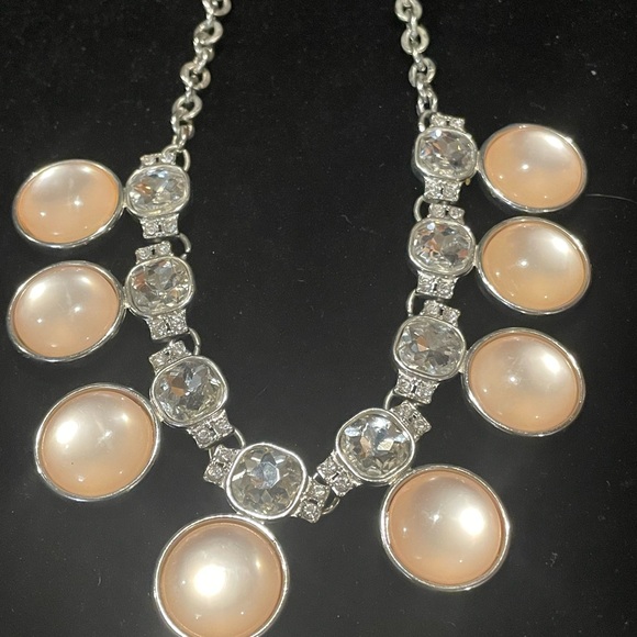 White House Black Market Jewelry - White House Black Market Silver and Cream Necklace